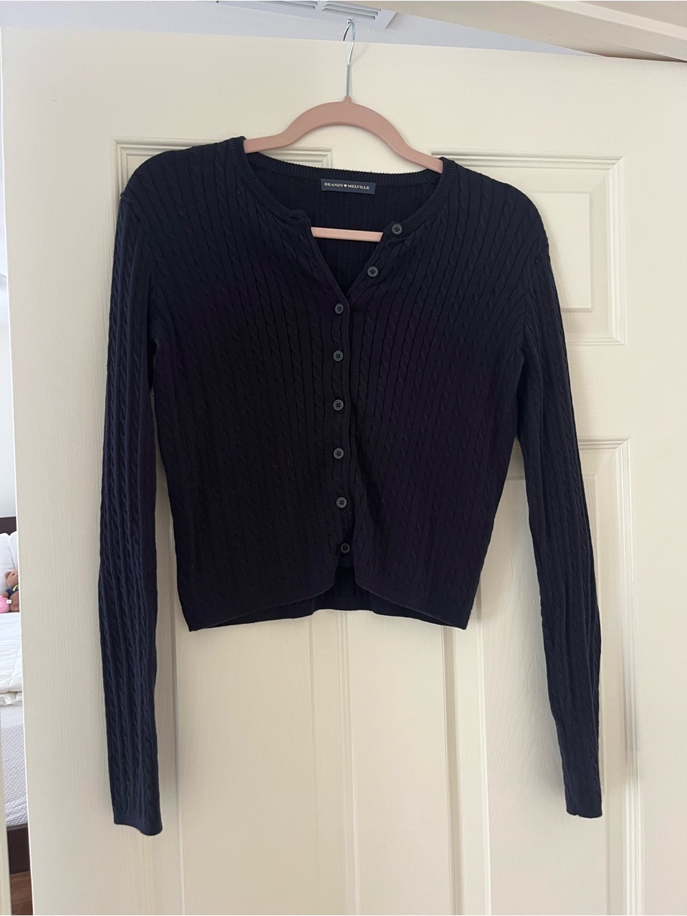 Brandy Melville Navy Cable Knit Button-Front Cardigan